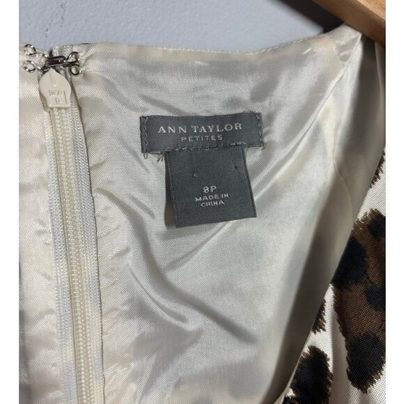 Ann Taylor Women 8P Sleeveless Silk Leopard Print Sheath Knee Length Dress - Picture 4 of 8